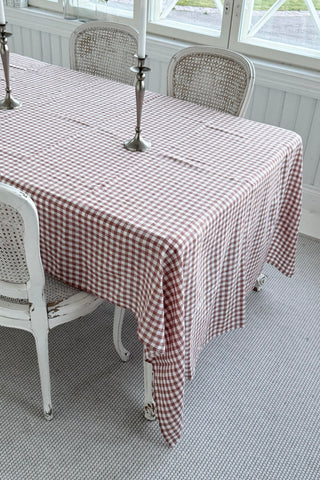 Linen tablecloth, pepperosa check