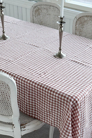 Linen tablecloth, pepperosa check