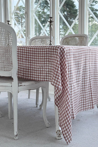 Linen tablecloth, pepperosa check