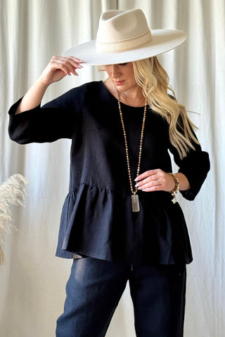 Peplum pellavapaita, musta