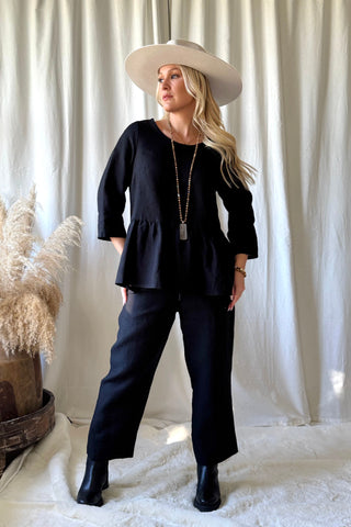 Peplum pellavapaita, musta