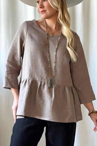 Peplum pellavapaita, taupe