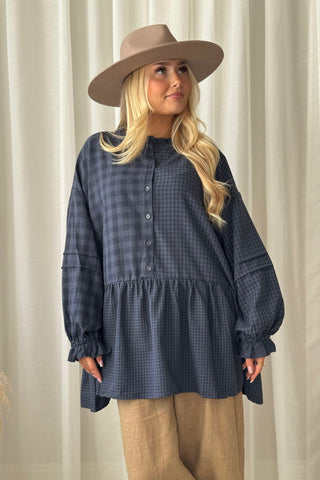 Peplum ruutupaita, sininen