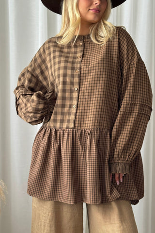 Peplum ruutupaita, caramel