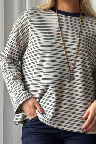 Striped long-sleeve t-shirt, blue
