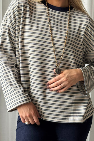 Striped long-sleeve t-shirt, blue