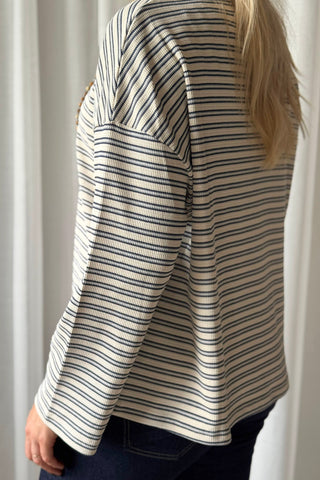 Striped long-sleeve t-shirt, blue