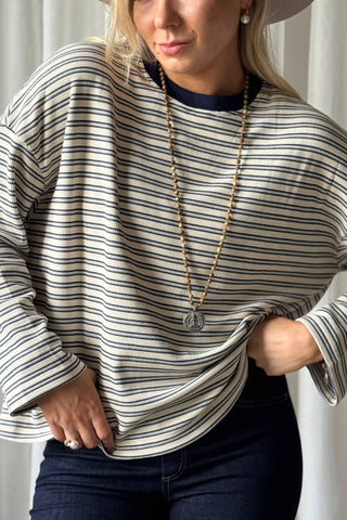 Striped long-sleeve t-shirt, blue