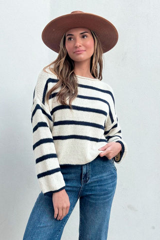 Relaxed jumper, navy stripes
