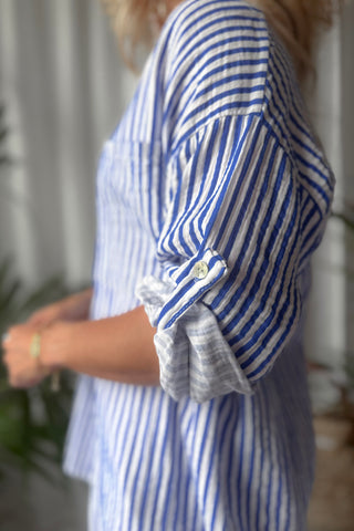Riviera Stripe puuvillapaita, azule blue
