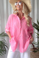 Riviera Stripe puuvillapaita, hot pink