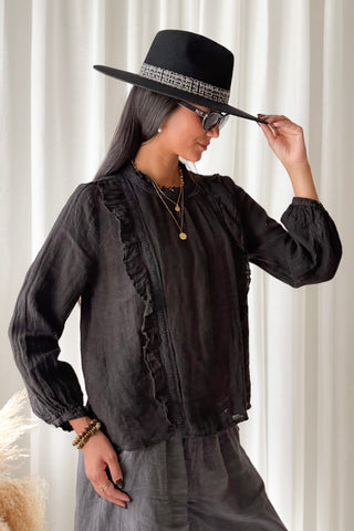 Rosamina linen blouse, black