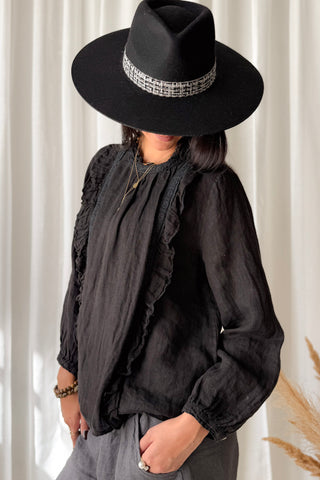 Rosamina linen blouse, black