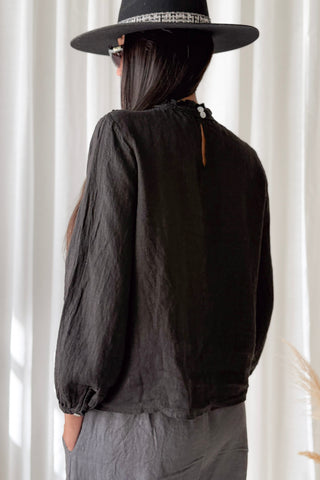 Rosamina linen blouse, black