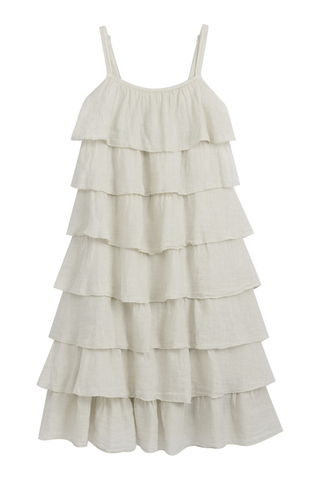 Rosette linen dress, sand
