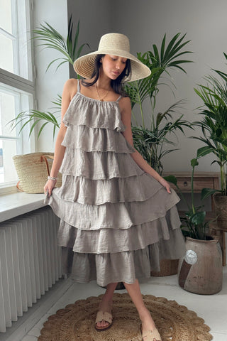 Rosette pellavamekko, taupe