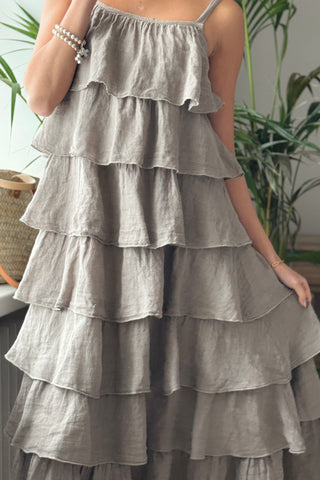 Rosette pellavamekko, taupe