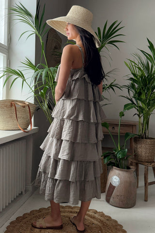 Rosette pellavamekko, taupe