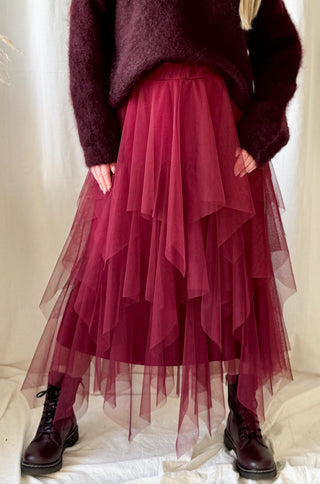 Rosie tulle skirt, red wine