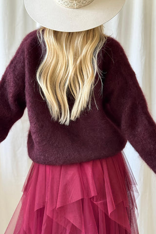 Rosie tulle skirt, red wine