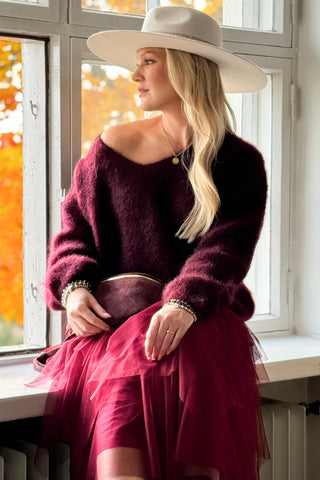 Rosie tulle skirt, red wine