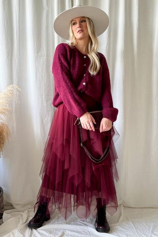 Rosie tulle skirt, red wine