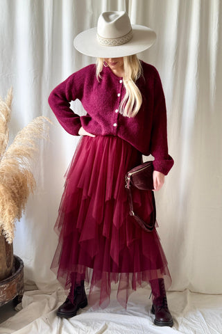 Rosie tulle skirt, red wine