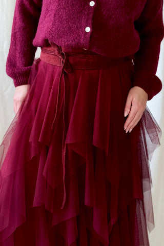 Rosie tulle skirt, red wine