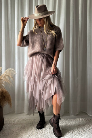 Rosie tulle skirt, taupe