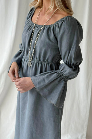 Rosita linen dress, smokey blue
