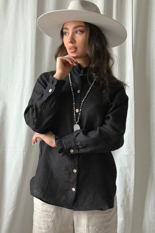 Ruffle pellavapaita, musta