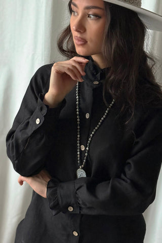 Ruffle pellavapaita, musta