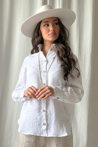 Ruffle pellavapaita, valkoinen