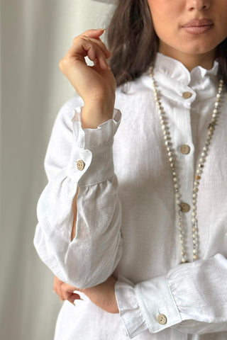 Ruffle pellavapaita, valkoinen