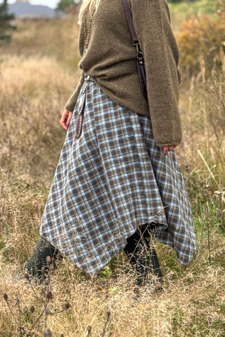 Checkered flannel skirt, camo