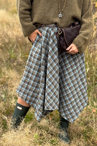 Checkered flannel skirt, camo