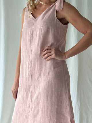 Sienna linen dress, sorbet pink
