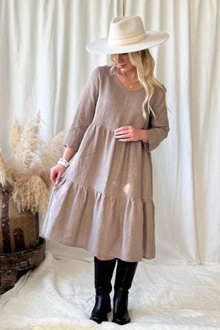 Sarah linen dress, taupe