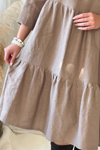Sarah linen dress, taupe