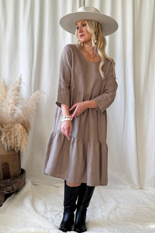 Sarah linen dress, taupe