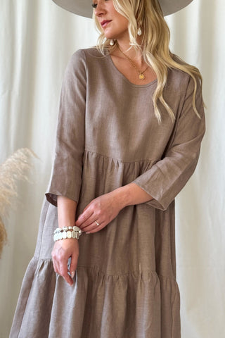 Sarah linen dress, taupe