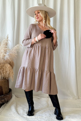 Sarah linen dress, taupe
