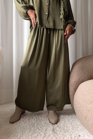 Satin Love satiinihousut, forest green
