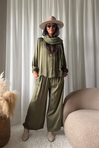 Satin Love satiinihousut, forest green