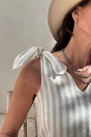 Sienna linen dress, stripes