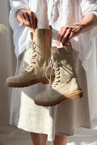 Siuxy leather boots, beige