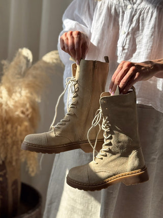 Siuxy leather boots, beige
