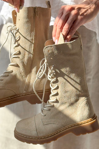 Siuxy leather boots, beige