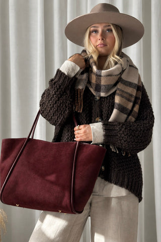 Society suede bag, burgundy