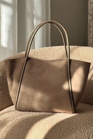 Society suede bag, mushroom